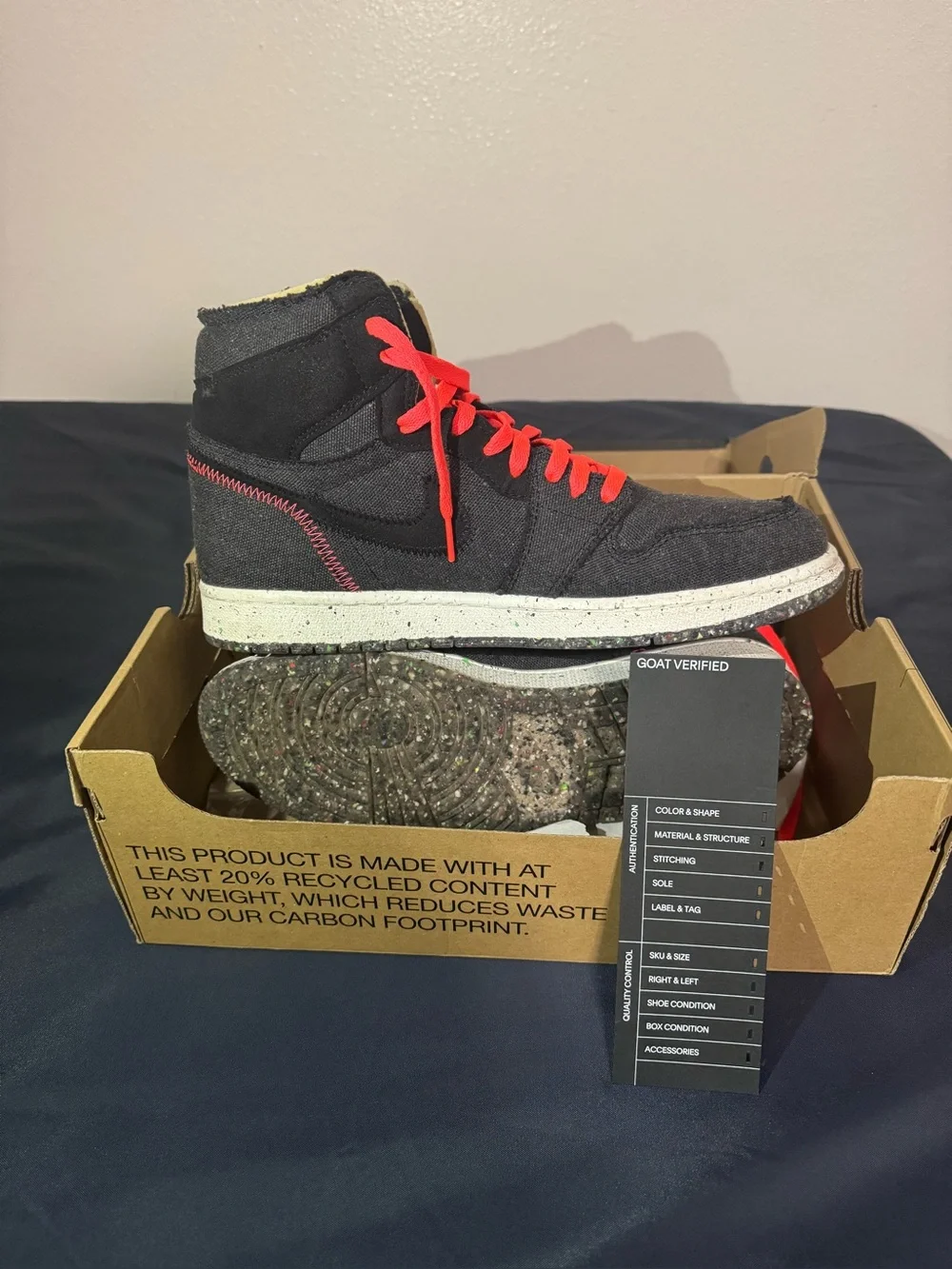 Jordan High-Top Sneakers in Black with Red Laces